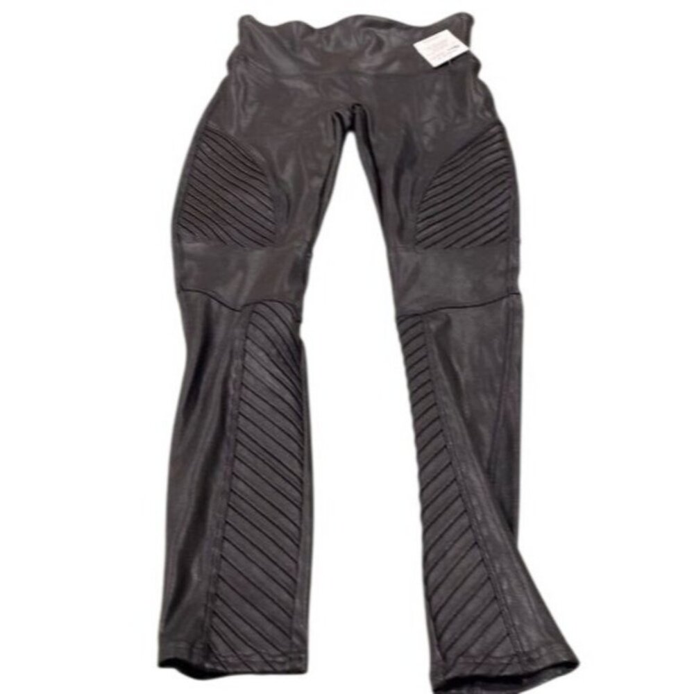 Spanx Womens Faux Leather Moto Legging Black Size M - Picture 1 of 12